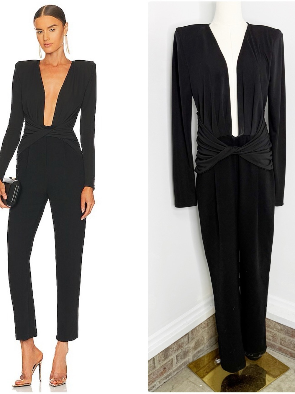NBD Tamara Jumpsuit Black Size Large Revolve Shoulder Pad Jumpsuit